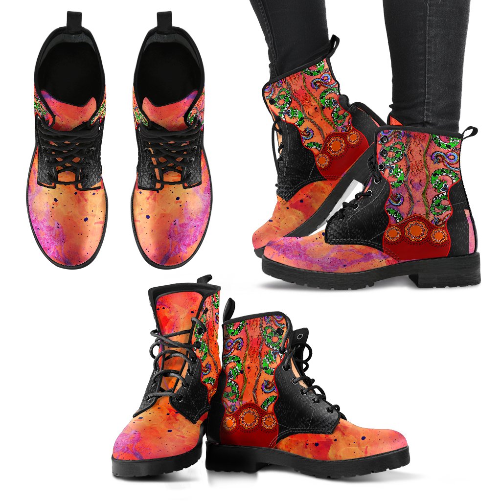 aboriginal-leather-boots-aussie-indigenous-patterns-orange