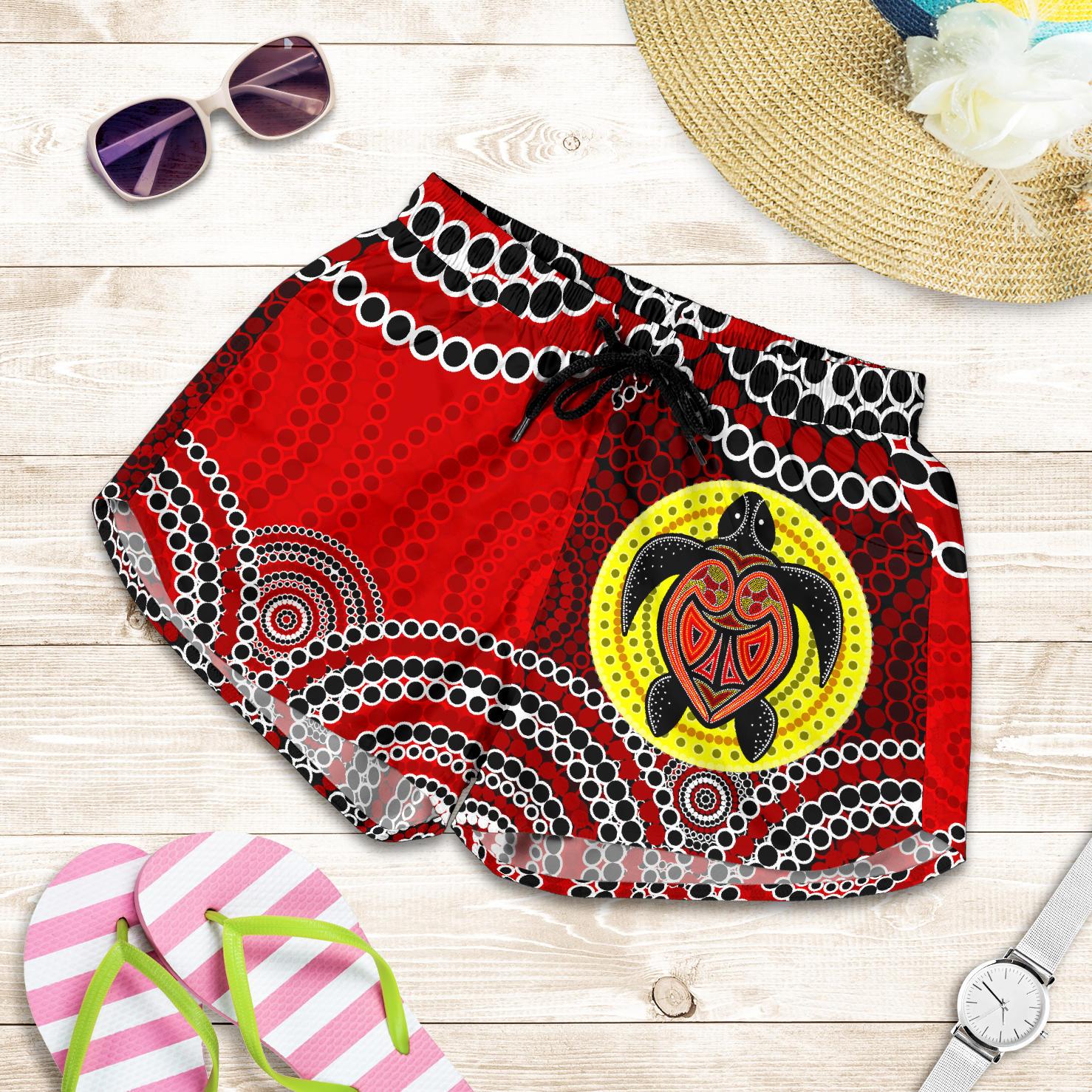Aboriginal Shorts, Indigenous Turtle Patterns Circle Dot Painting Women - Vibe Hoodie