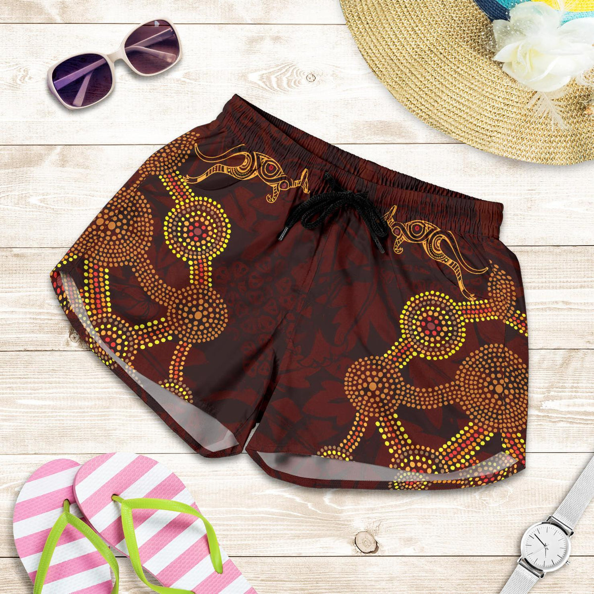 Aboriginal Shorts, Indigenous Dot Painting Women - Vibe Hoodie