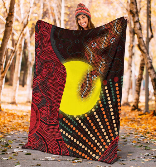 aboriginal-premium-blanket-indigenous-snake-sun-dot-painting
