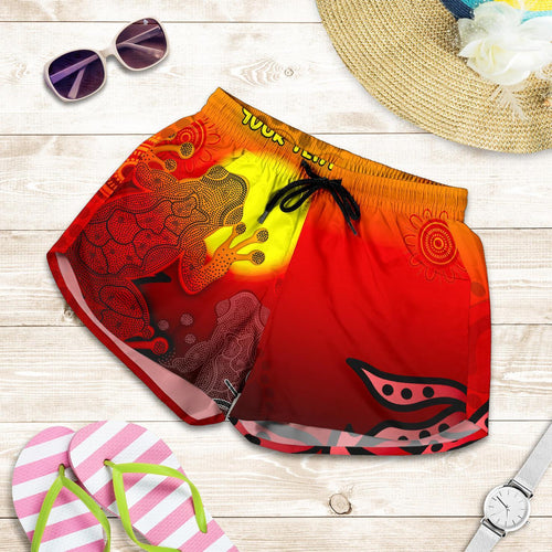 [Custom]Aboriginal Women's Shorts - Indigenous Frog (Red) - Vibe Hoodie