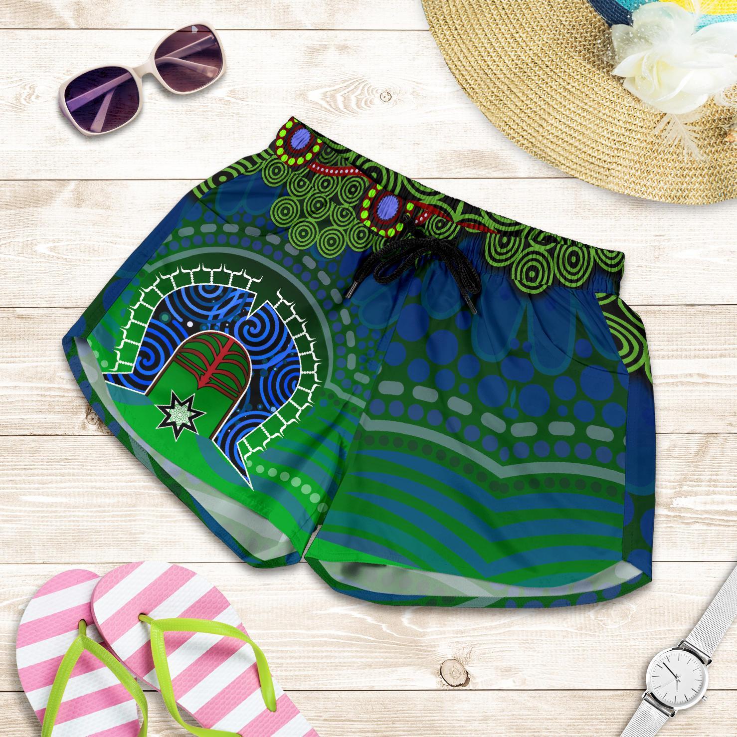 Torres Strait  All Over Print Women's Shorts - Dhari And Dot Patterns - Vibe Hoodie