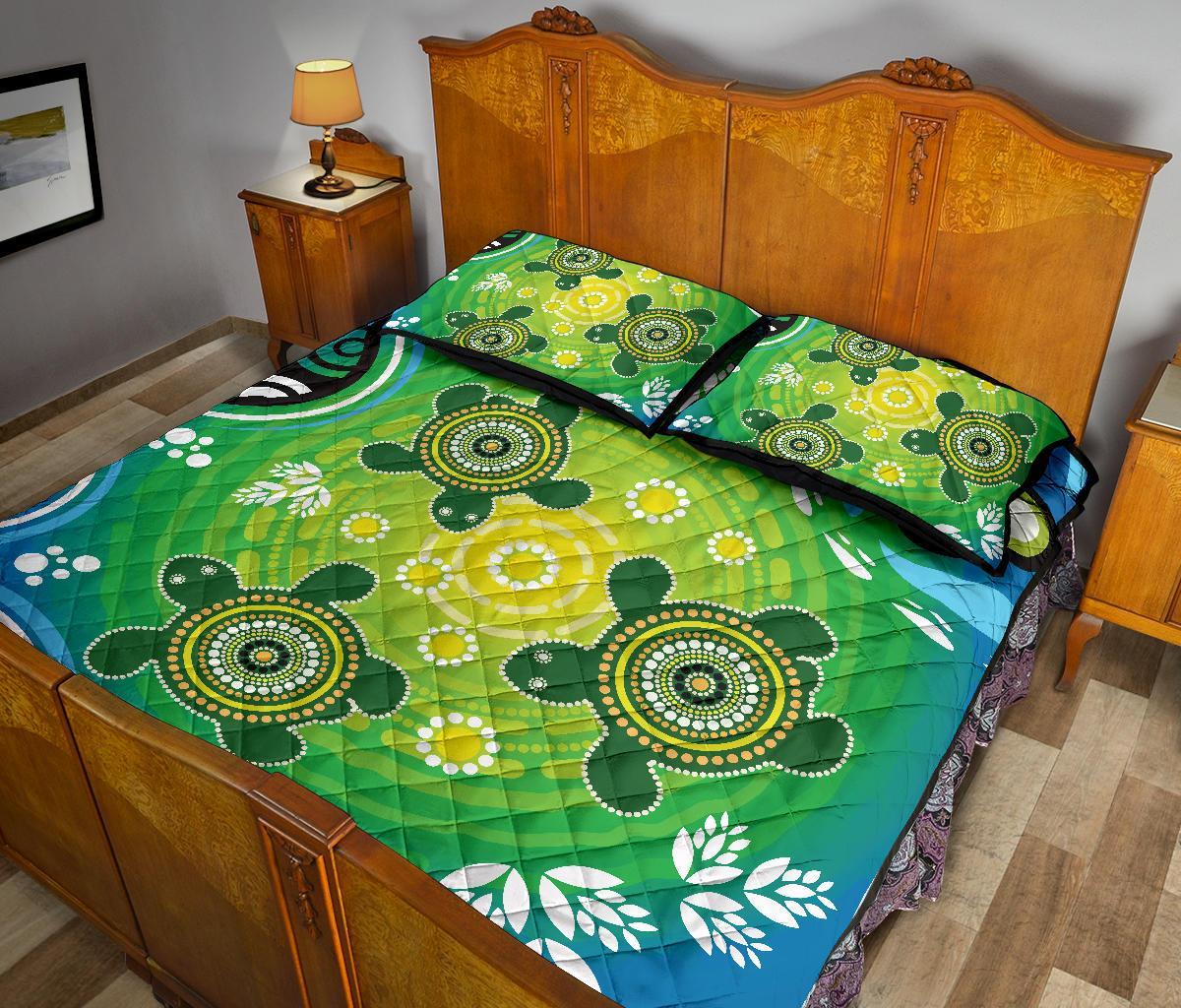 aboriginal-quilt-bed-set-indigenous-green-turtle