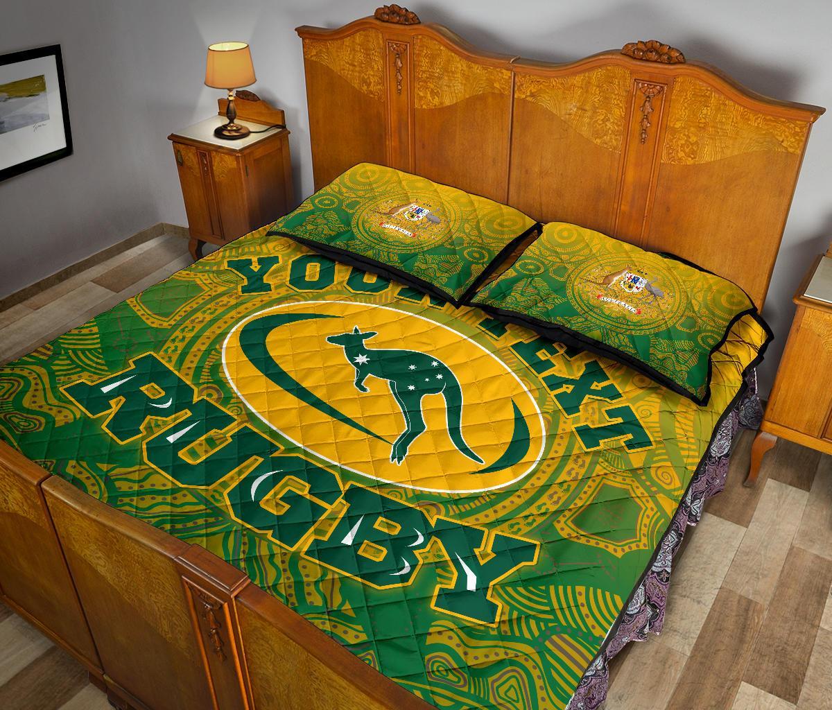 custom-aboriginal-quilt-bed-set-australia-rugby-and-coat-of-arms