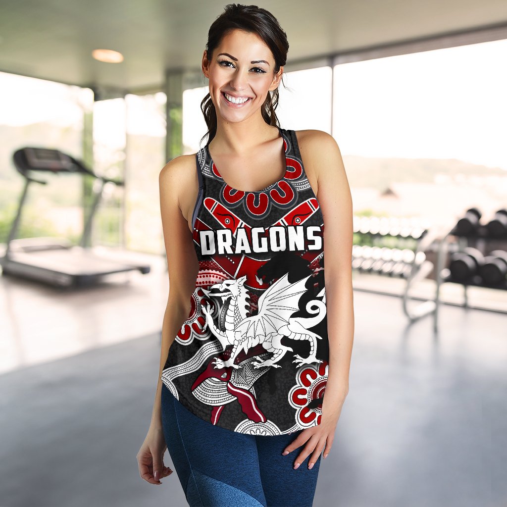 Dragons Women Racerback Tank St. George Indigenous Black - Vibe Hoodie