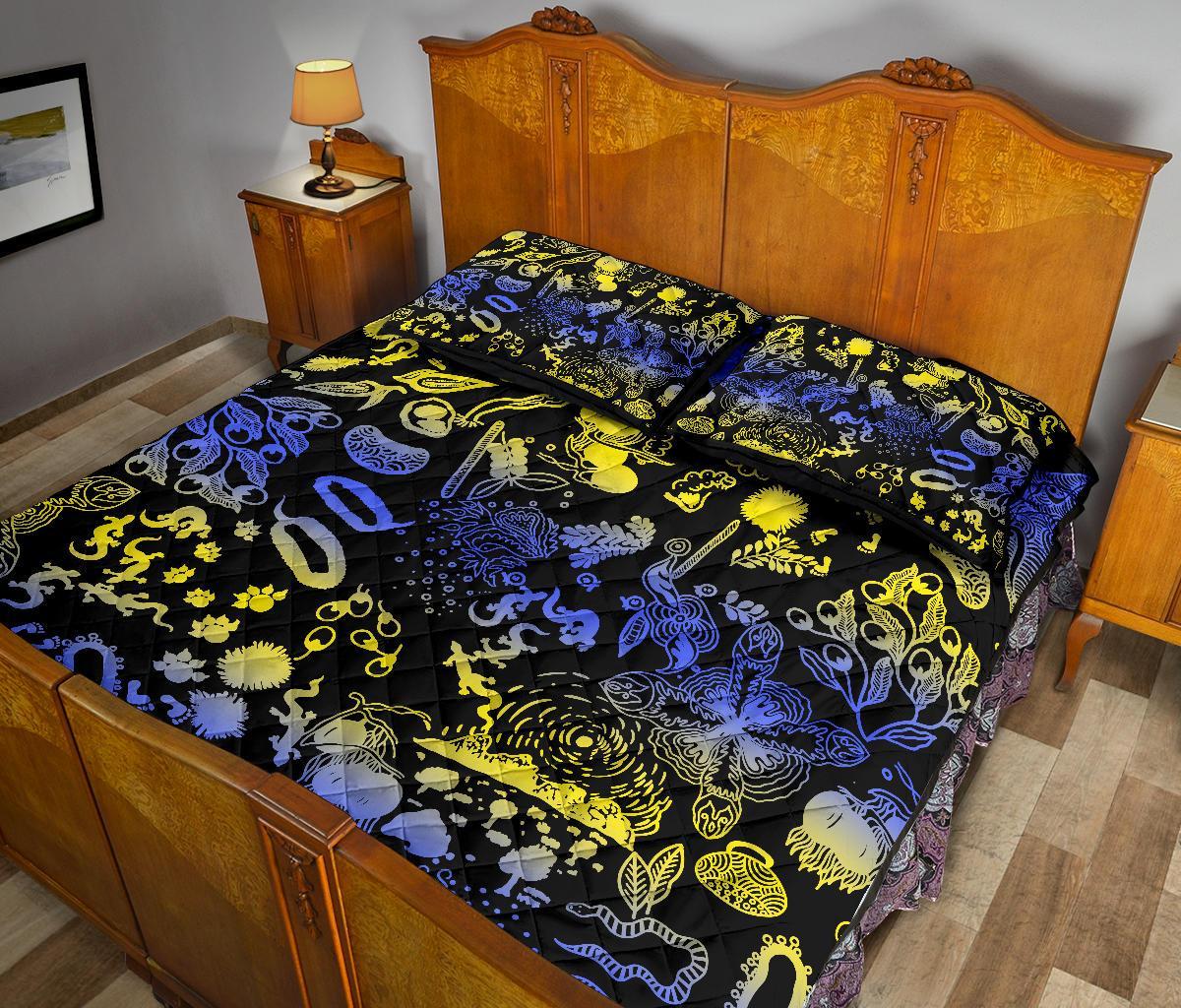 aboriginal-quilt-cover-set-australian-animals-patterns-golden-wattle