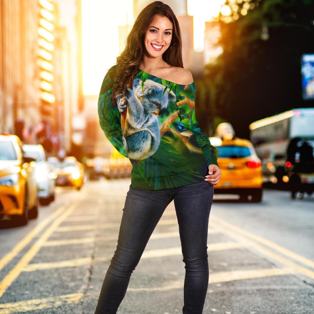 Off Shoulder Sweater - 3D Koala Sweater - Koala Aussie Greeting - Vibe Hoodie