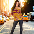 Brisbane Broncos Women's Off Shoulder Sweater Aboriginal Patterns - Vibe Hoodie