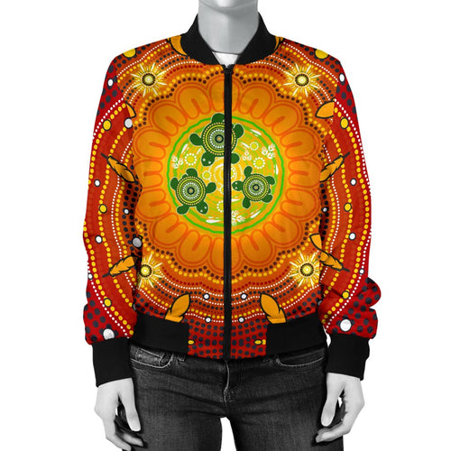 aboriginal-womens-bomber-jacket-turtle-circle-dot-painting-art