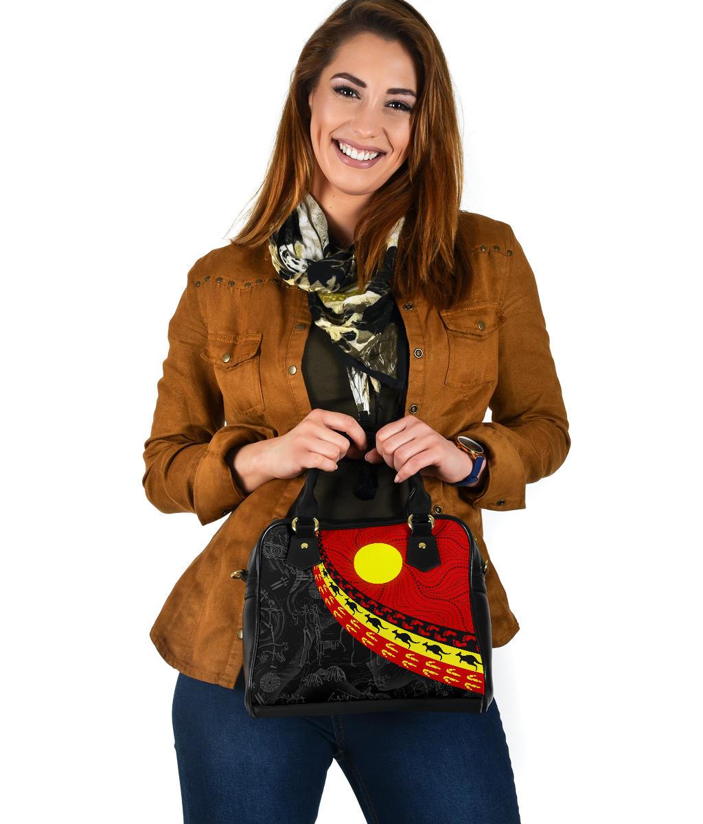 Aboriginal Shoulder Handbag, Indigenous Flag Circle Dot Painting - Vibe Hoodie