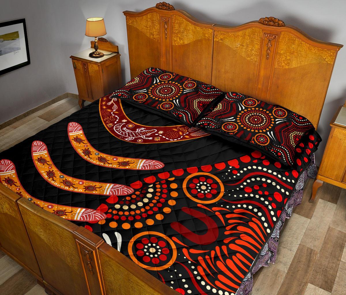 aboriginal-personalised-quilt-bed-set-aboriginal-boomerangs-with-dot-painting-pattern