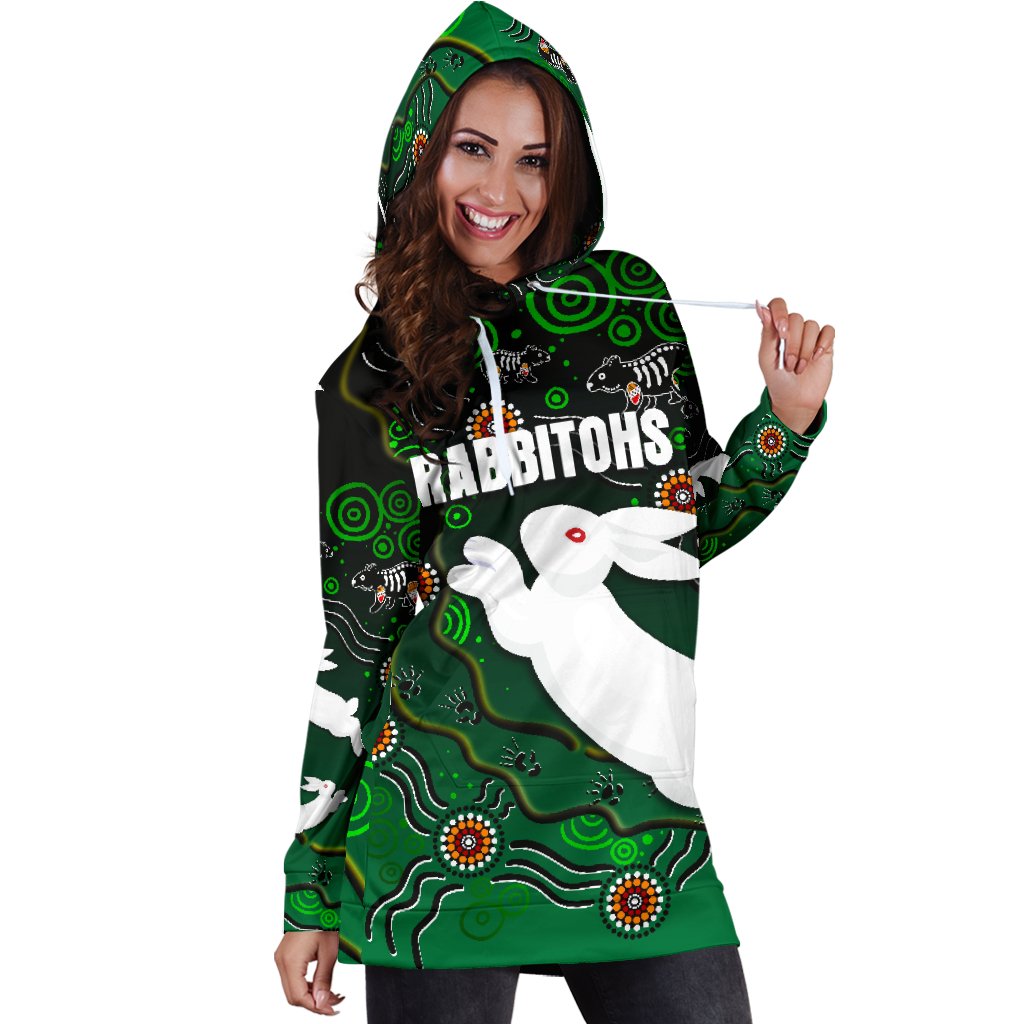 rabbitohs-womens-hoodie-dress-simple-indigenous