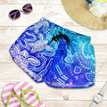Aboriginal Women Shorts - Sea Turtle With Indigenous Patterns (Blue) - Vibe Hoodie