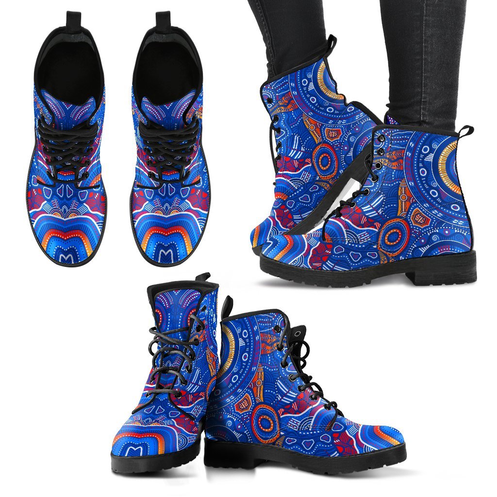 aboriginal-leather-boots-indigenous-footprint-patterns-blue-color