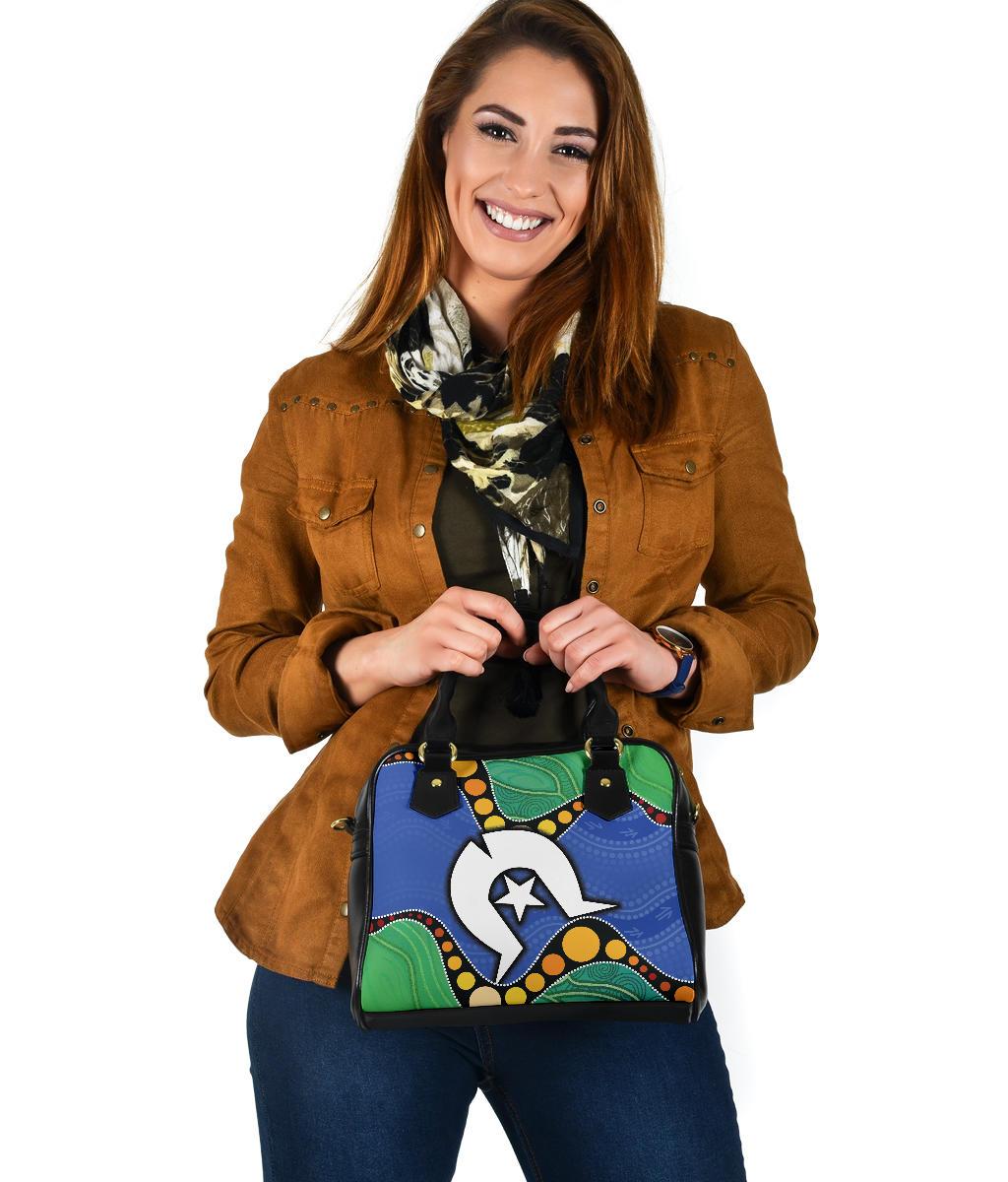 Torres Strait Islands Shoulder Handbag -  Flag with Aboriginal Patterns - Vibe Hoodie