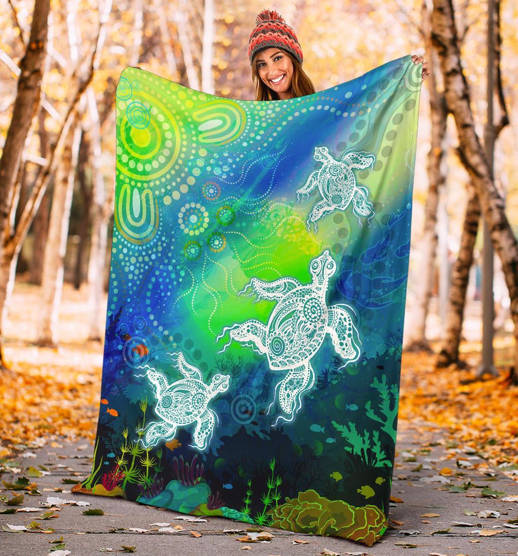 aboriginal-premium-blanket-indigenous-turtle-ocean-dot-painting-art