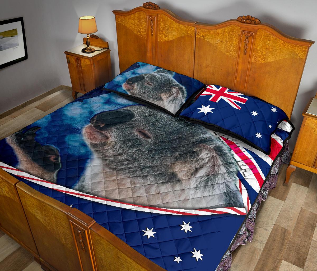 quilt-bed-set-australian-flag-and-coat-of-arms-quilt-cover-set-koala-3d