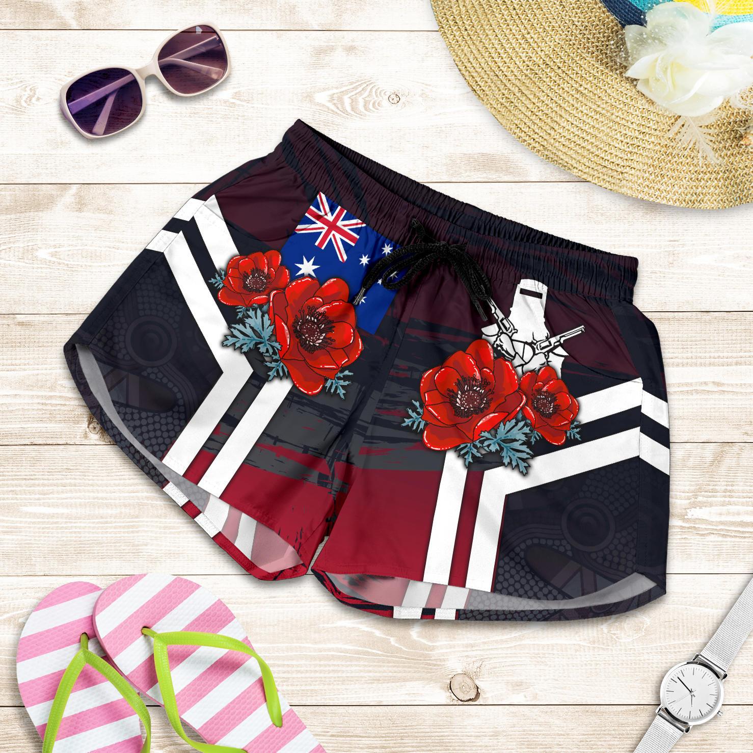 Shorts - Anzac Day Shorts - Poppy Flowerss Dot Painting - Women - Vibe Hoodie