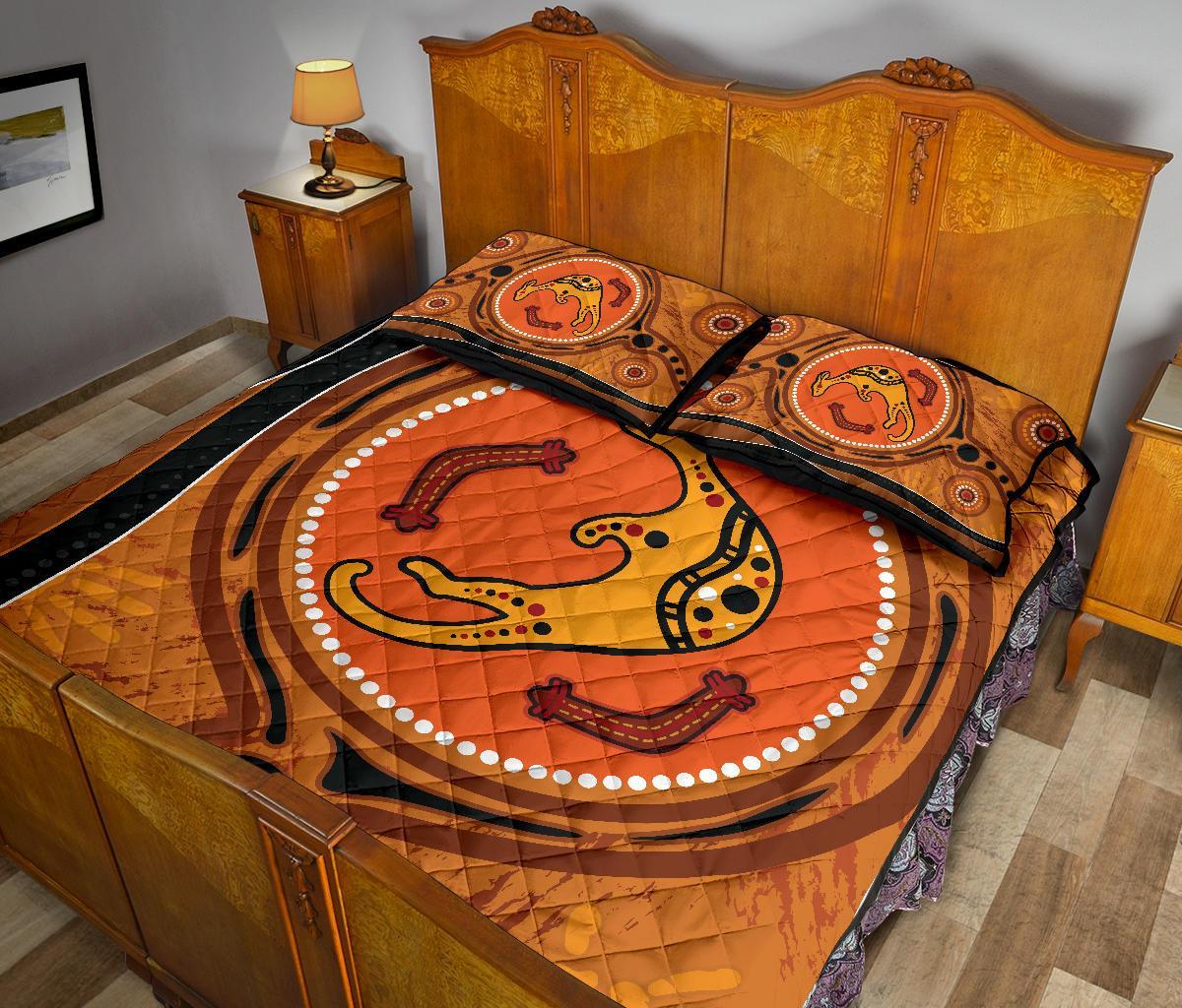 aboriginal-quilt-bed-set-indigenous-kangaroo-circle-dot-painting