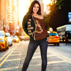 Aboriginal Women's Off Shoulder Sweater - Indigenous Lizard Dreaming - Vibe Hoodie