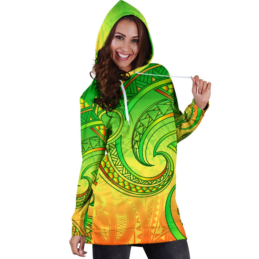 new-zealand-maori-mangopare-women-hoodie-dress-polynesian-green