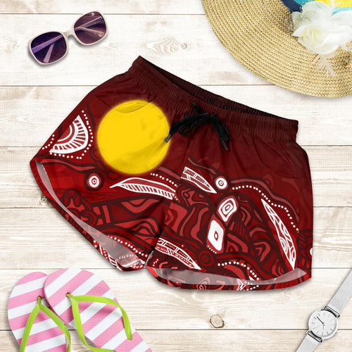 Aboriginal Women's Shorts - Red Landscape - Vibe Hoodie