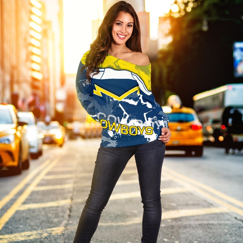 Cowboys Women's Off Shoulder Sweater - Vibe Hoodie