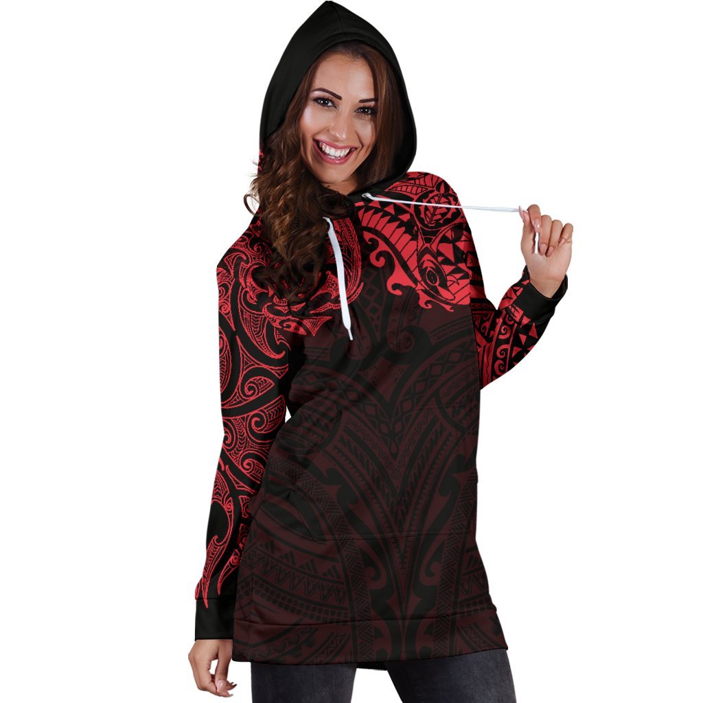 new-zealand-womens-hoodie-dress-maori-polynesian-tattoo-red
