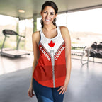Canada Women Racerback Tank With Straight Zipper Style Red - Vibe Hoodie