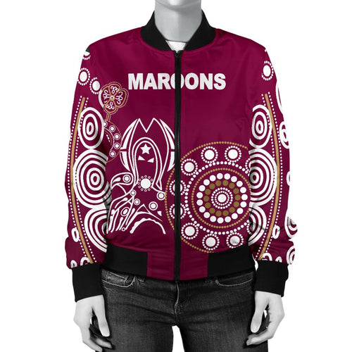 queensland-womens-bomber-jacket-maroons-simple-indigenous