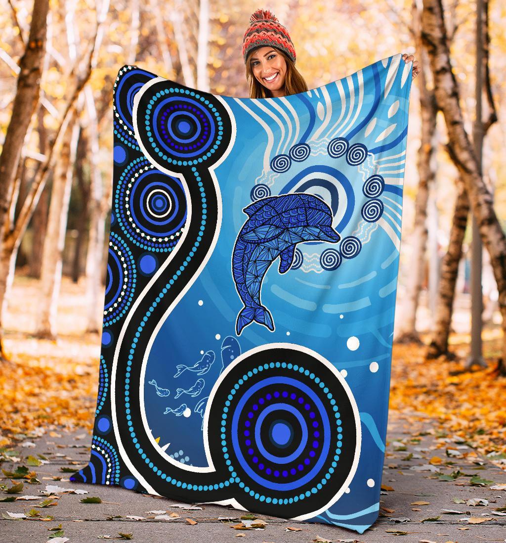 aboriginal-premium-blanket-dolphin-and-aboriginal-dot-patterns