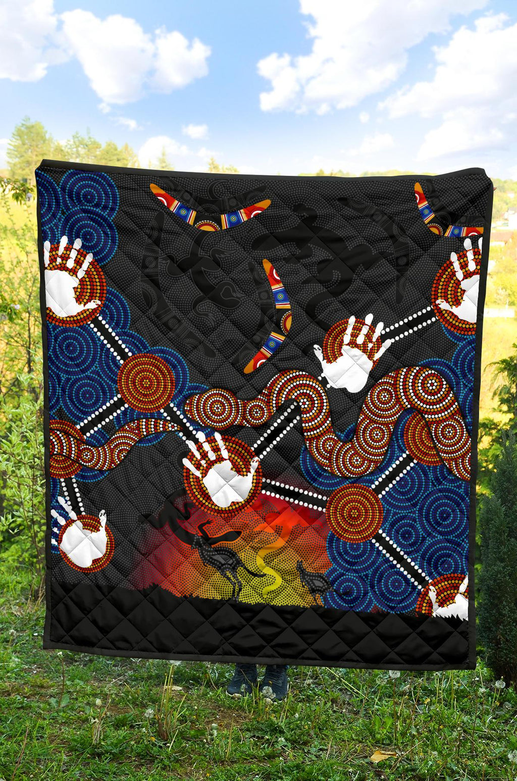 aboriginal-premium-quilt-australian-boomerang-and-snake-indigenous-art