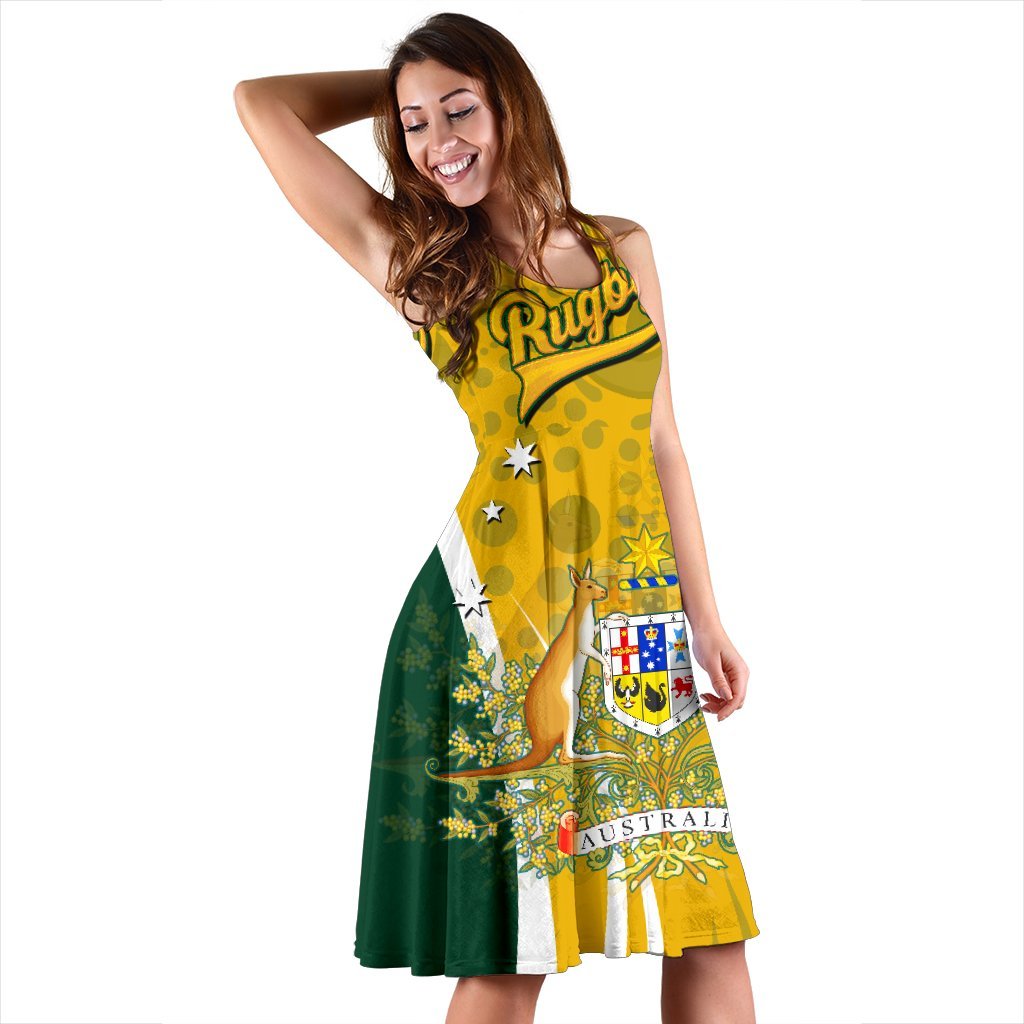 Personalised Midi Dress - Australia Coat Of Arm In Rugby Style - Vibe Hoodie