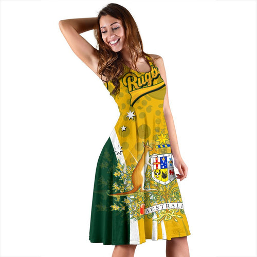 Personalised Midi Dress - Australia Coat Of Arm In Rugby Style - Vibe Hoodie