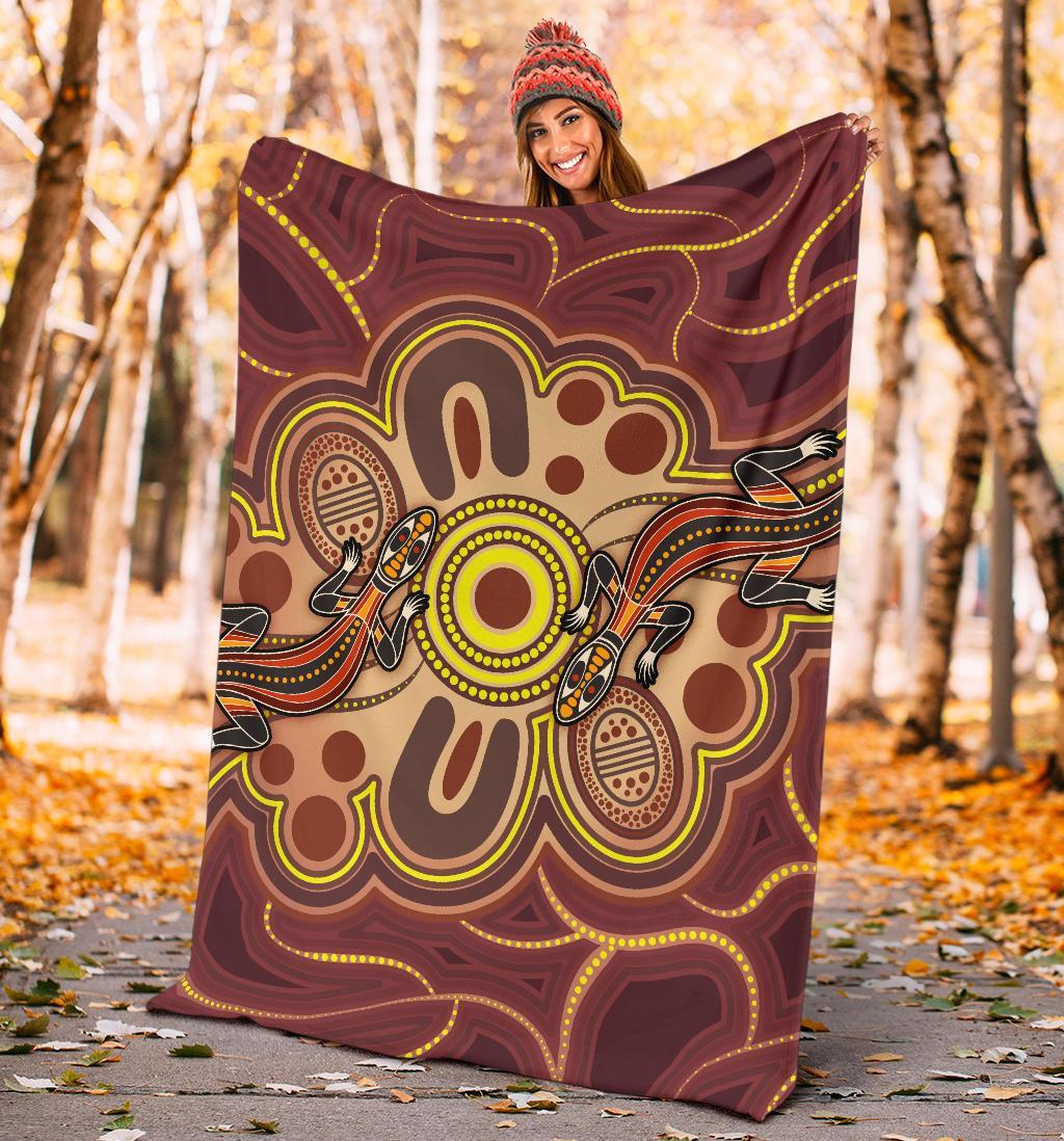 aboriginal-premium-blankets-indigenous-lizard-dot-painting-art