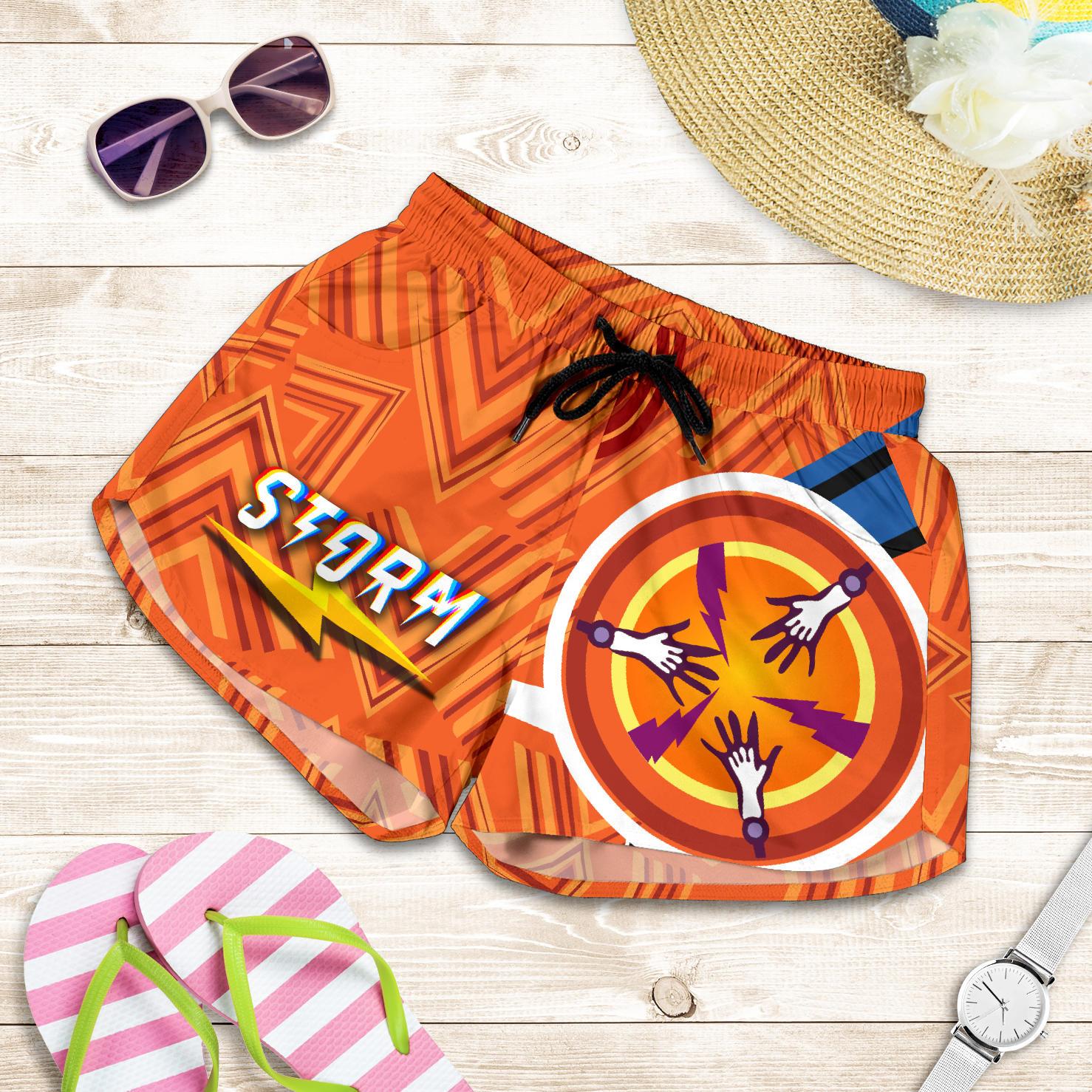 Storm Women Shorts Simple Indigenous - Orange - Vibe Hoodie