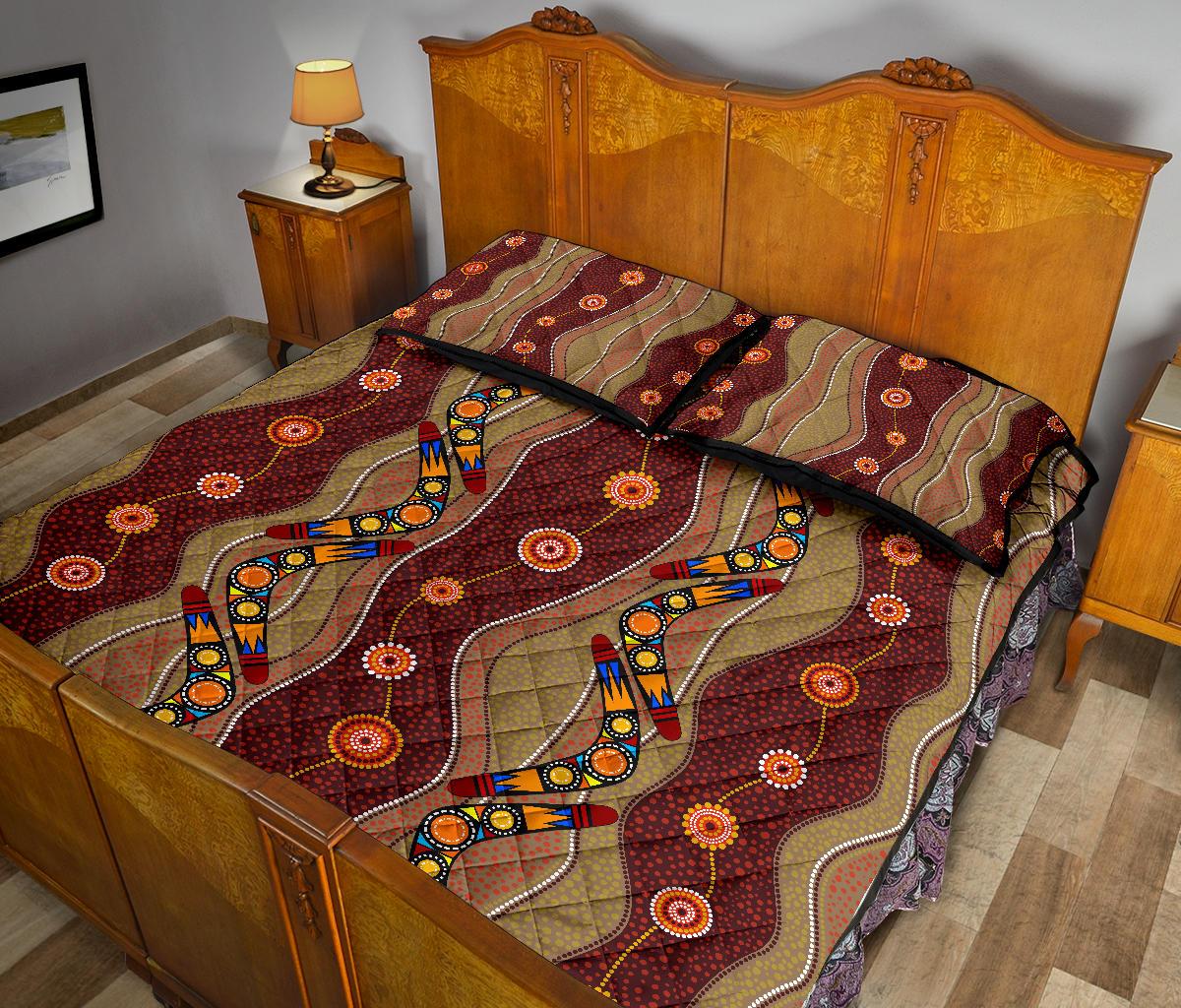 aboriginal-quilt-cover-set-boomerang-patterns-dot-painting