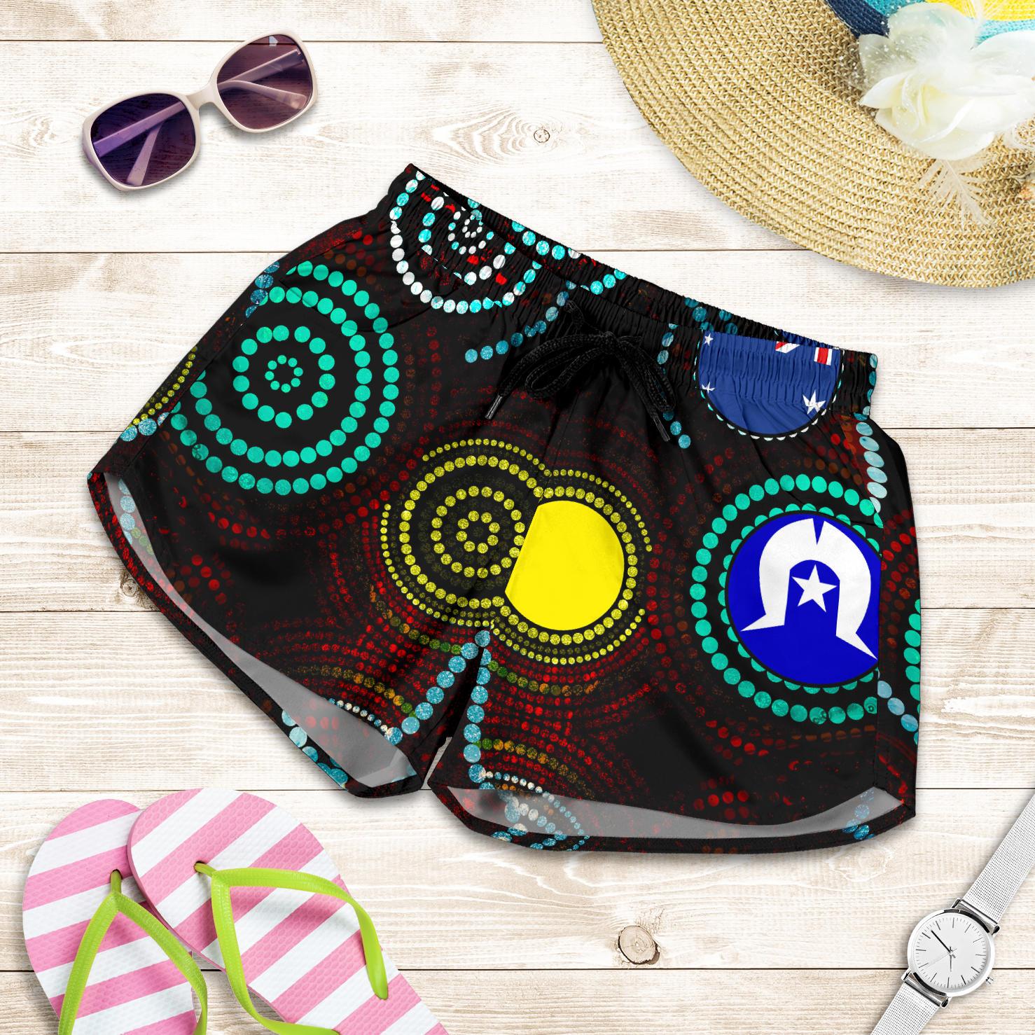 Aboriginal Shorts - Aboriginal Dot Painting & Flag - Vibe Hoodie