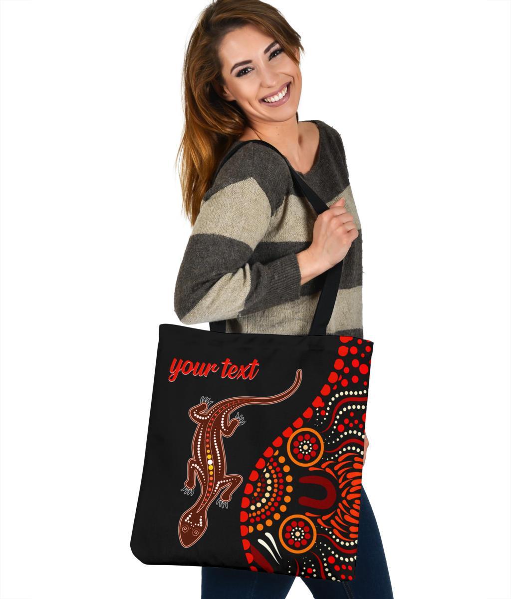aboriginal-personalised-tote-bags-aboriginal-lizard-with-dot-painting-patterns