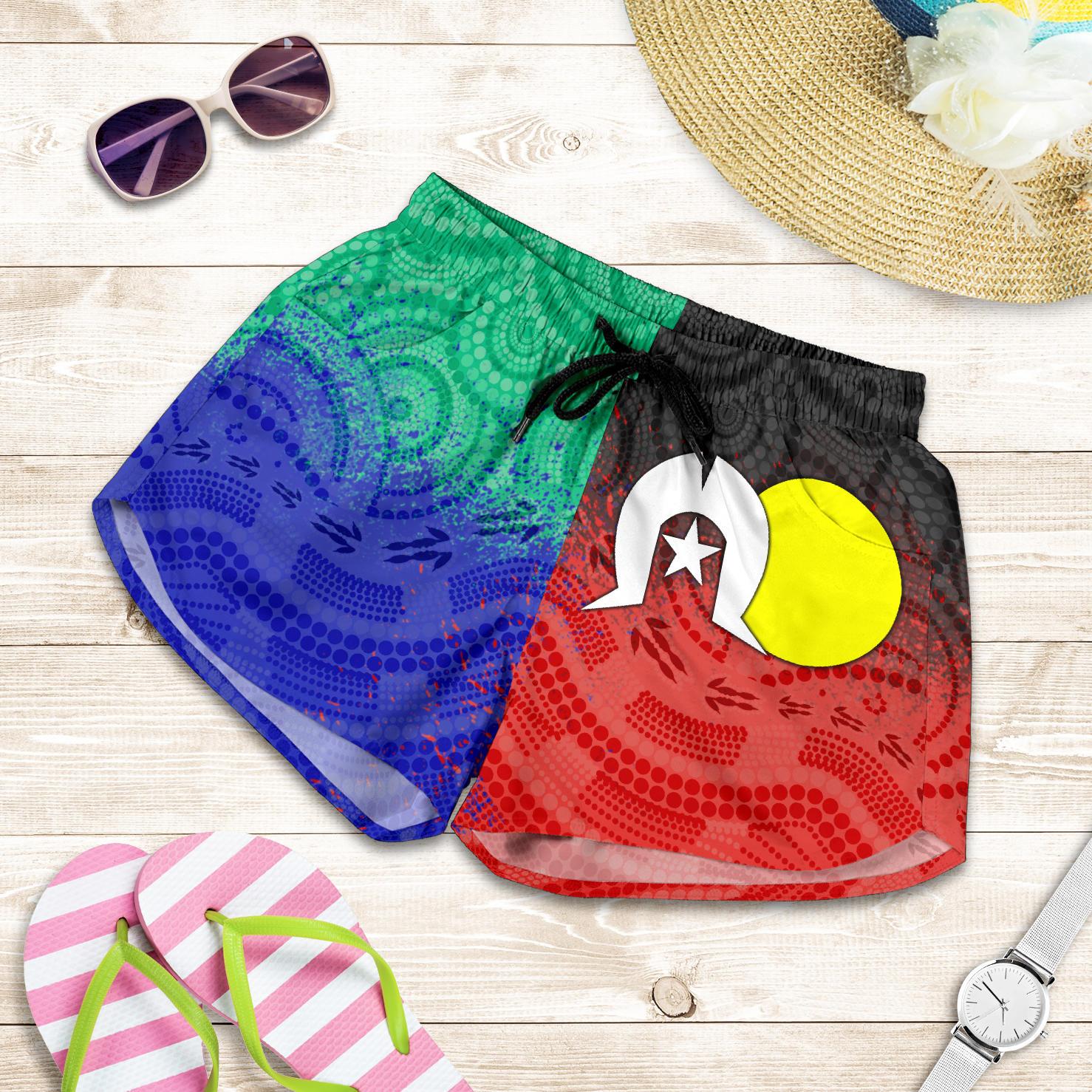 Aboriginal Women's Shorts, Australia Naidoc Week Indigenous Flag Style - Vibe Hoodie