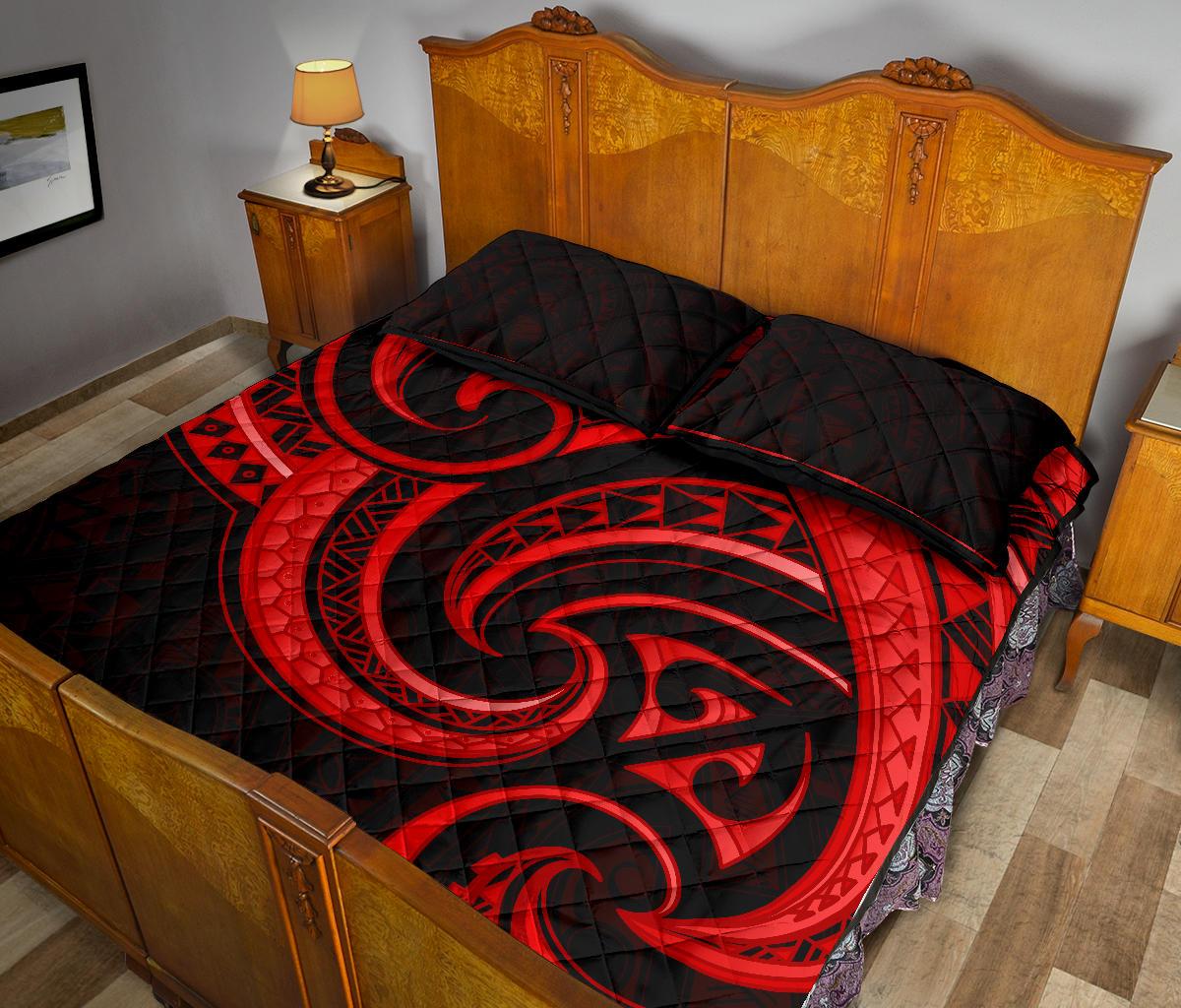 new-zealand-maori-mangopare-quilt-bed-set-polynesian-red