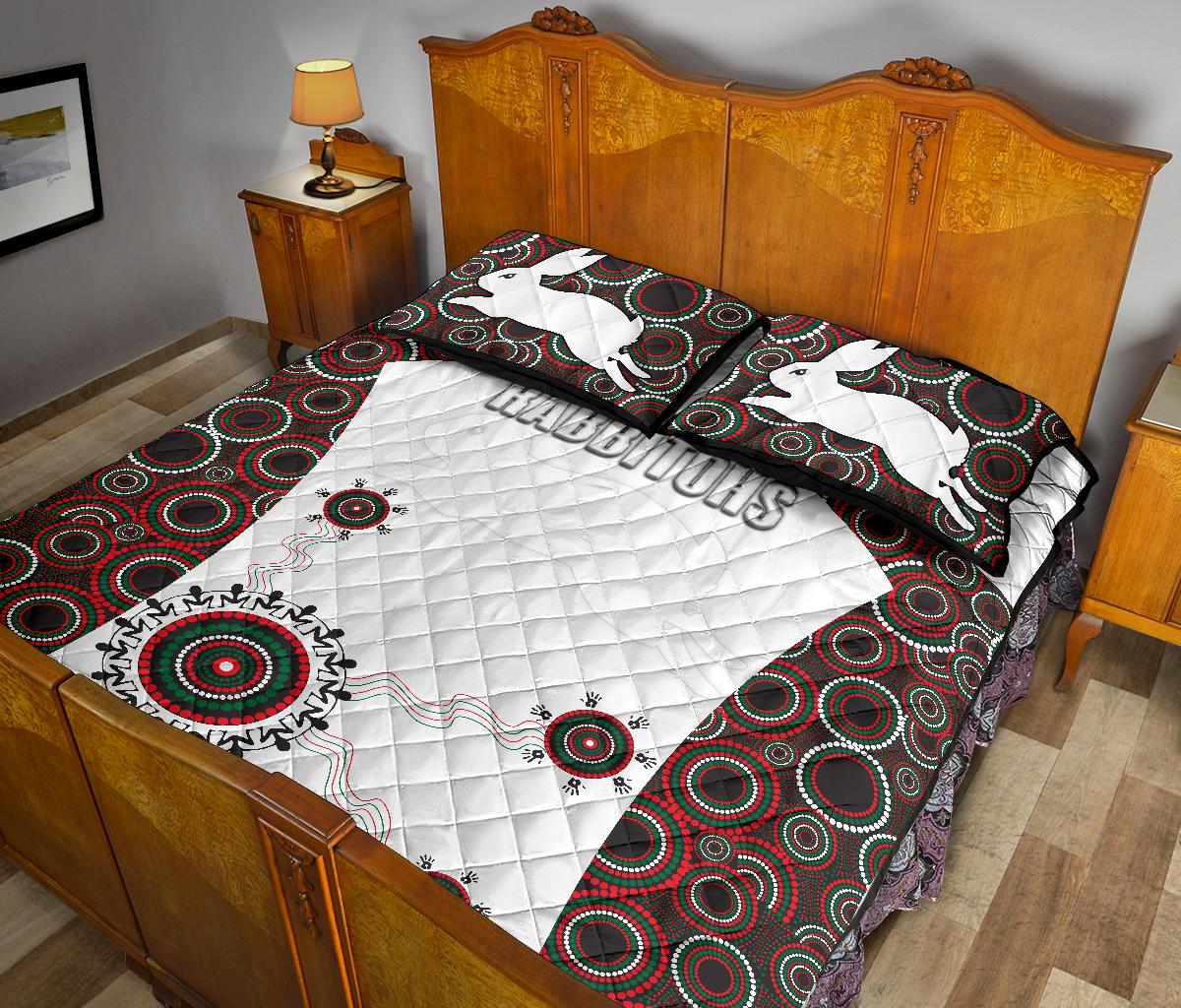 rabbitohs-indigenous-quilt-bed-set
