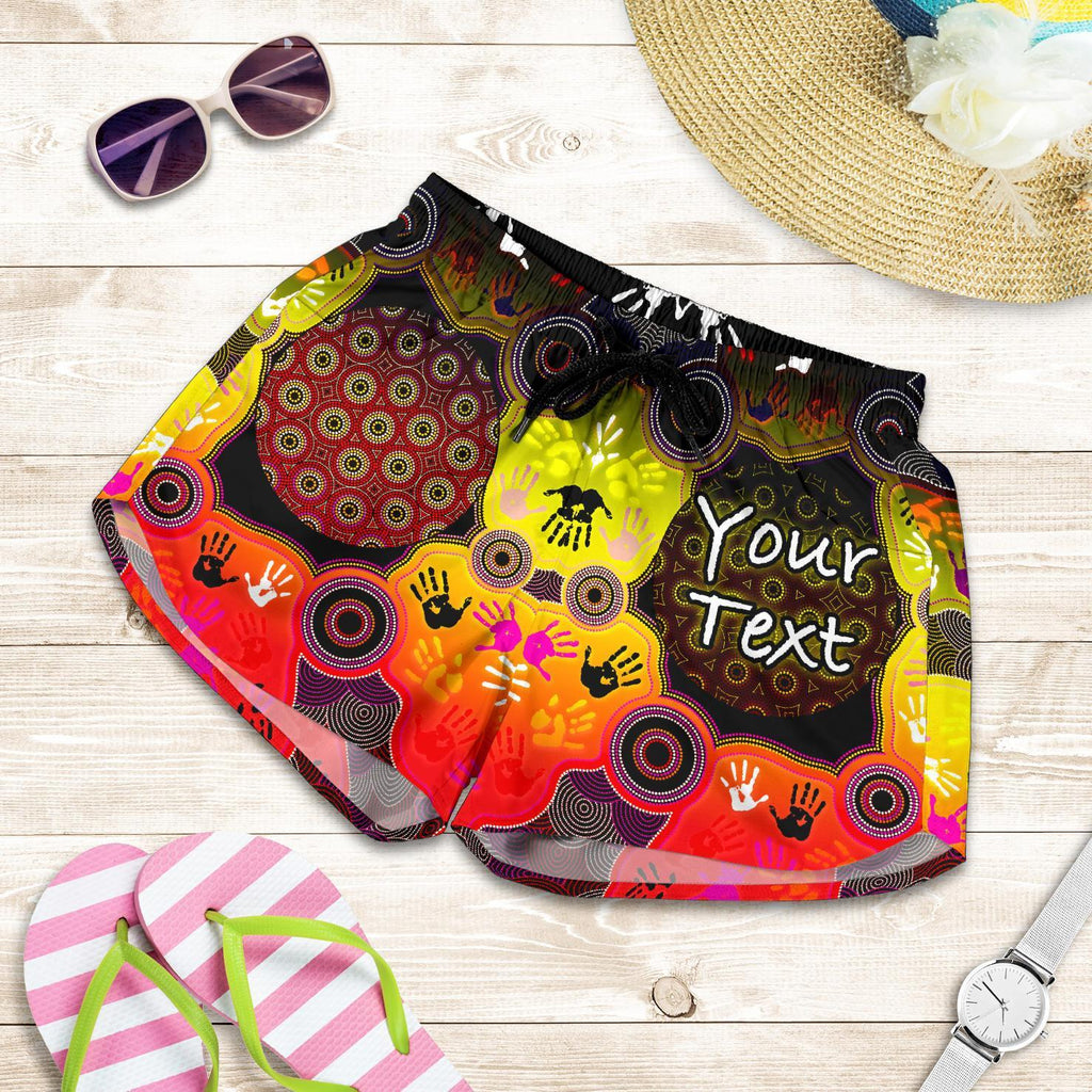 [Custom] Aboriginal Women's Shorts, Indigenous Circle Dot Painting Hand Art - Vibe Hoodie