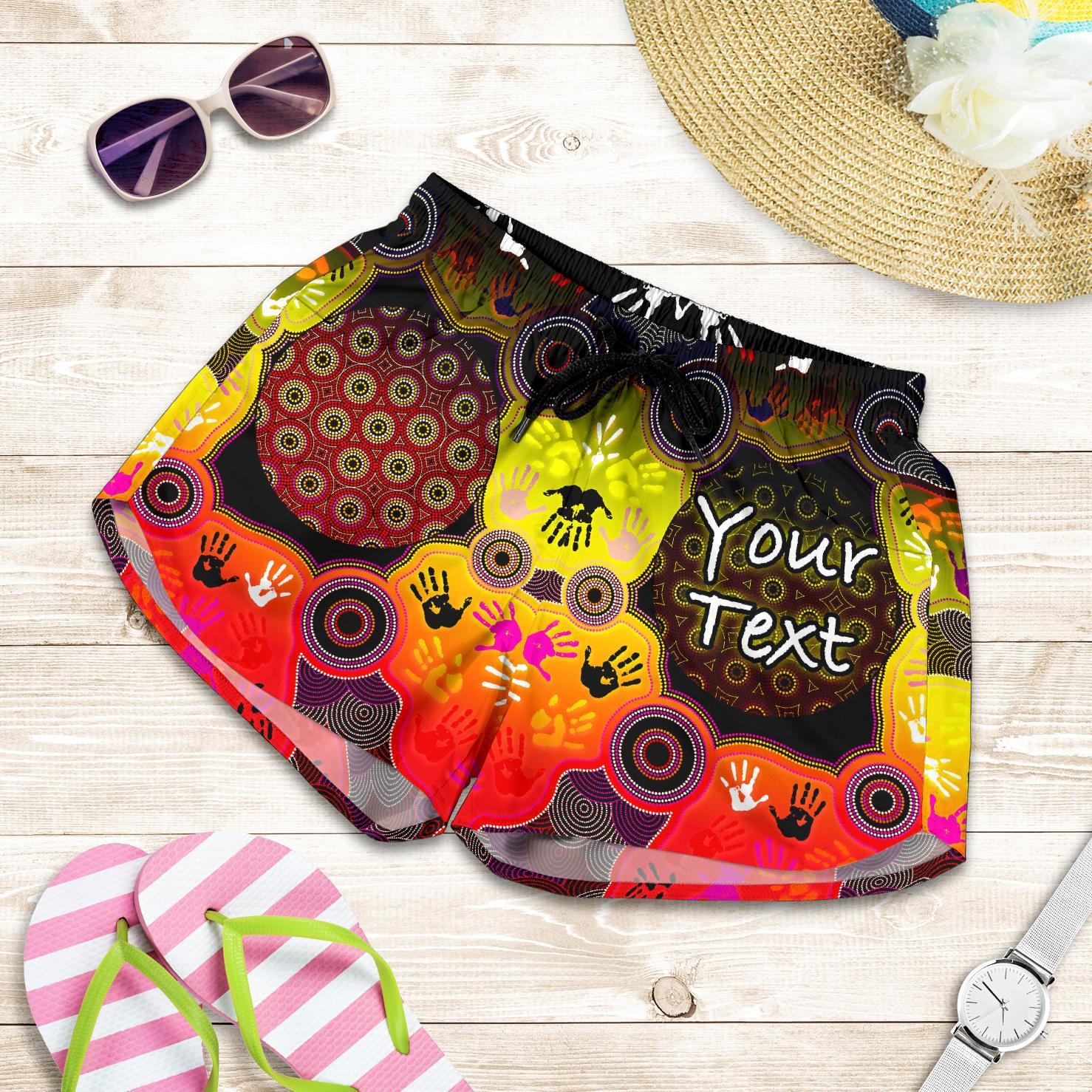 [Custom] Aboriginal Women's Shorts, Indigenous Circle Dot Painting Hand Art - Vibe Hoodie