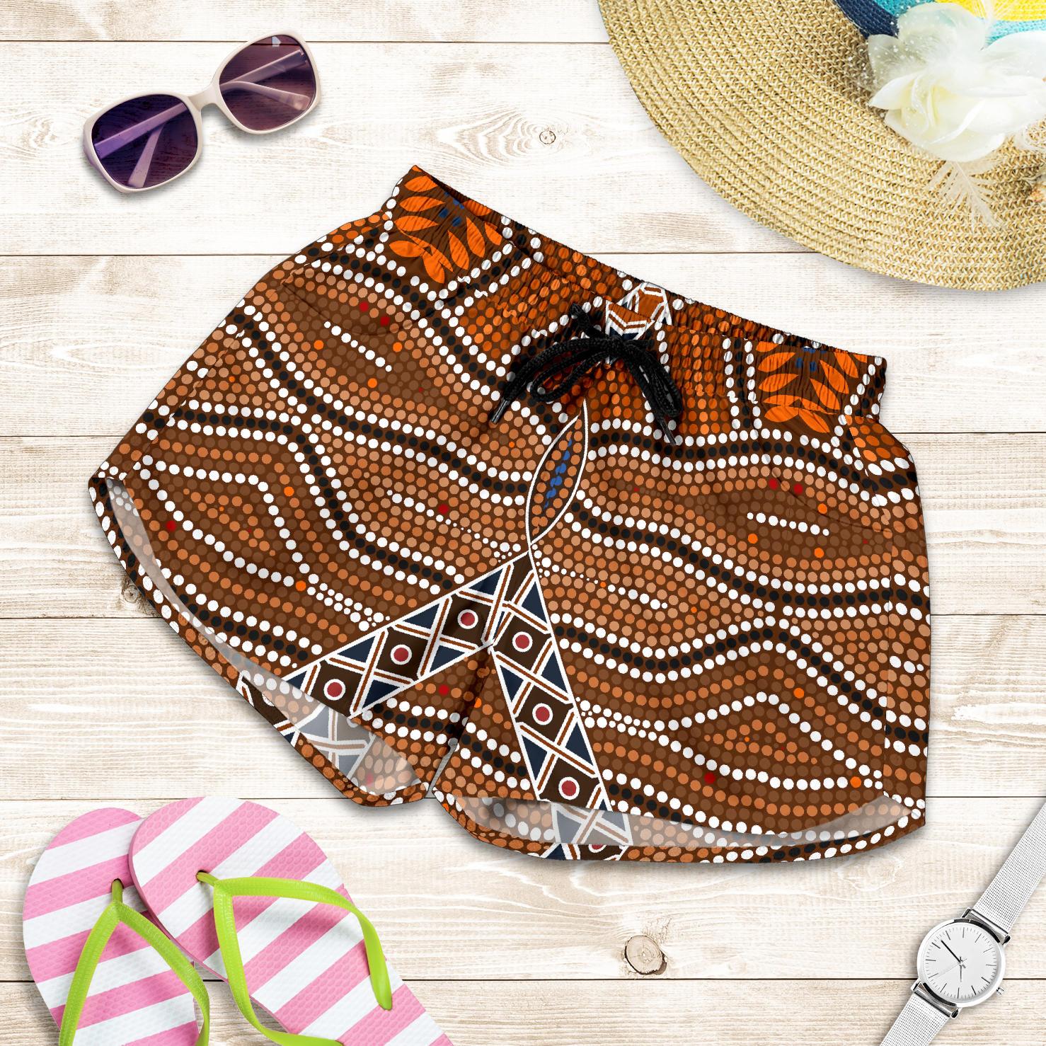Aboriginal Shorts, Indigenous Dot Painting Women - Vibe Hoodie