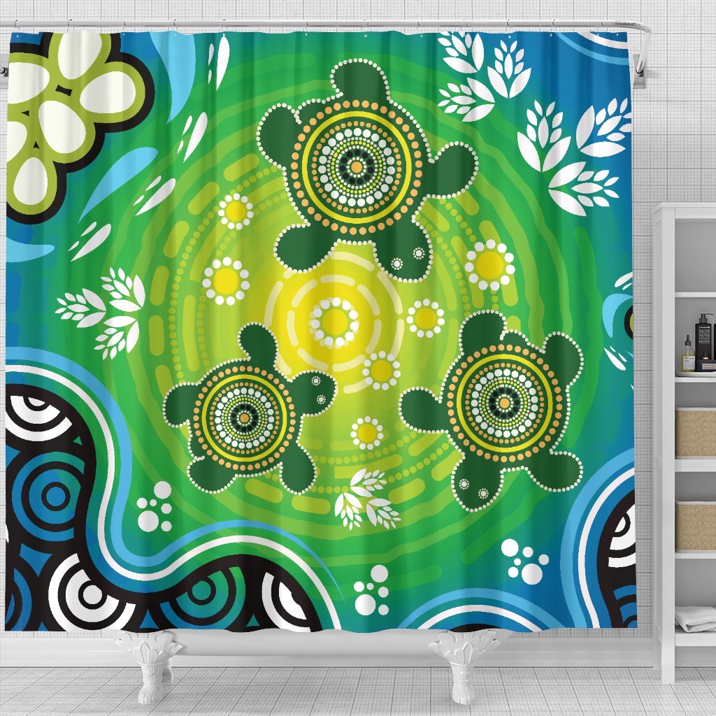 aboriginal-shower-curtain-indigenous-green-turtle