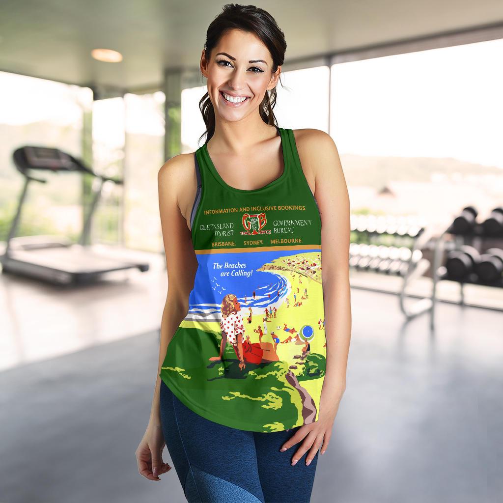 Racerback Tank - Queensland Tank Top Vintage Poster - Women - Vibe Hoodie