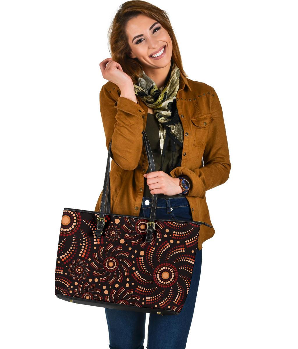 leather-tote-bag-aboriginal-circle-dot-painting-patterns