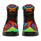 aboriginal-all-season-boots-flowers-circle-dot-painting-blue-dream