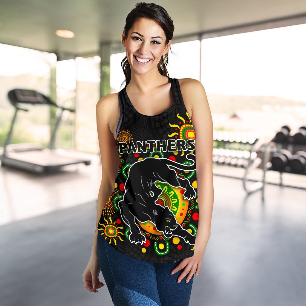 Penrith Women Racerback Tank Indigenous Panthers - Black - Vibe Hoodie